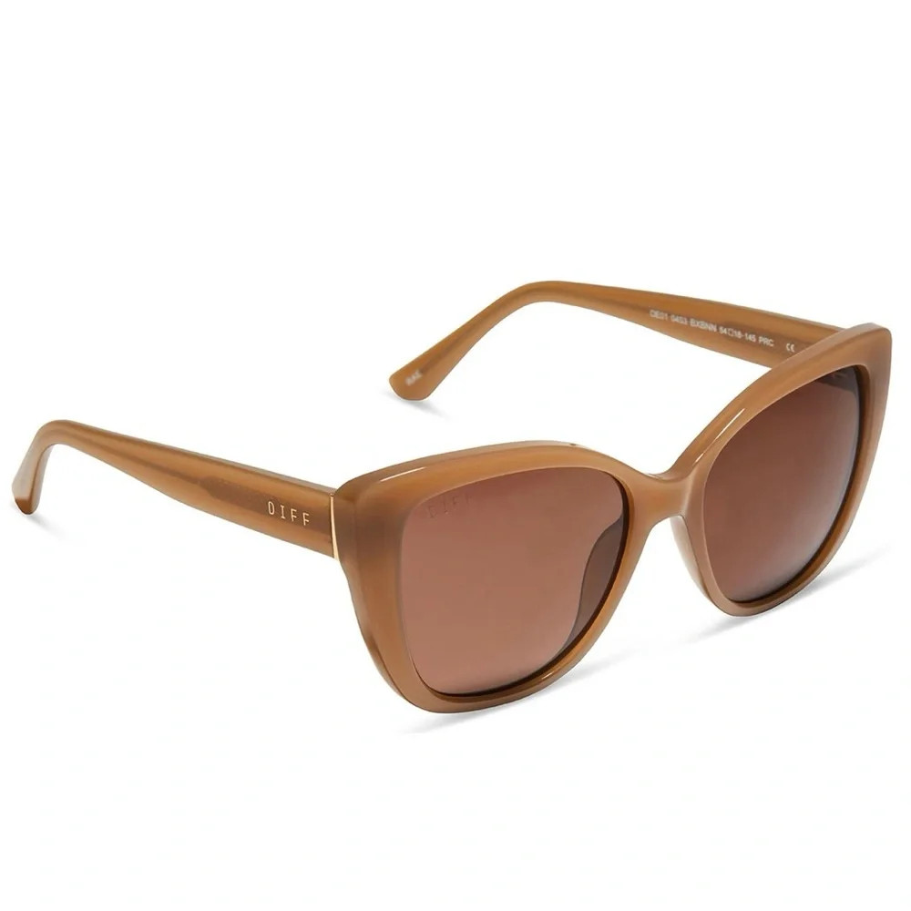 DIFF Rae Sunglasses Milky Light Brown Frame Brown Lens CatEye NWT
